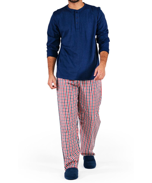 Jersey & Woven Pijama Set Check